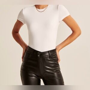 Abercrombie And Fitch Short Sleeve Cotton Blend Seamless Fabric Crew Bodysuit